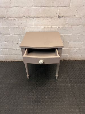 Painted Grey Bedside Table with Ceramic Knob — Good Condition