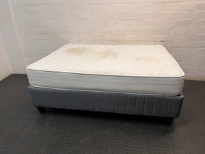 Double King Koil Mattress and Grey Upholstered Base