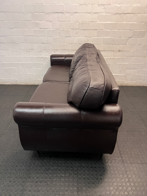Dark Brown 3 Seater Couch with Stud Detail — Clean and Well Maintained