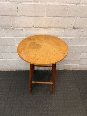 Round Wooden Tripod Side Table — Well Used Fair Condition