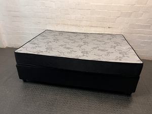 Double Bed Base Set with Patterned Mattress — Good Condition Set