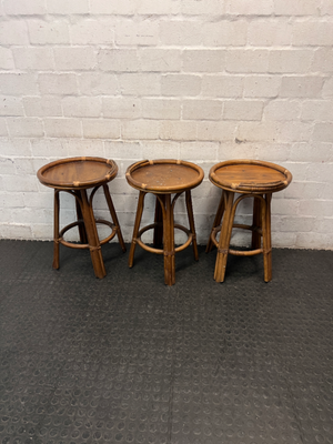 Bamboo and Cane Round Side Table