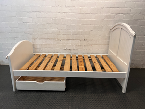 White Single Bed Frame with Slatted Base — Used Overall Good Condition