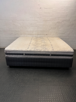Sealy King Mattress and Split Base Set — Fair Condition