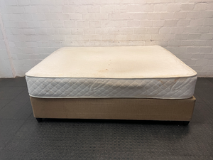 Queen Size Mattress and Gold Upholstered Base Set — Soft Feel with Loose Mattress Springs