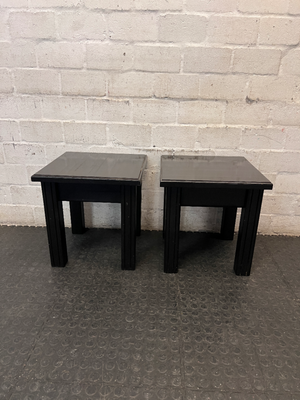 Sleek Black Square Wooden Stool