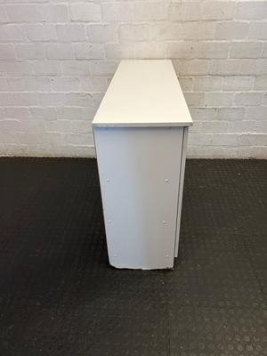 Modern 3-Door White Storage Cupboard with Silver Handles - 2ndhandwarehouse.com