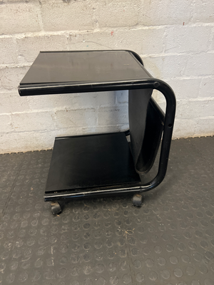 Vintage Style Black Mobile Side Table with Magazine Sling - 2ndhandwarehouse.com