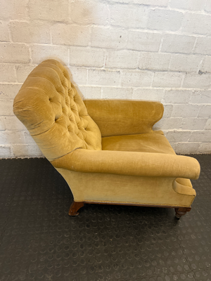 Vintage Tufted Corduroy Armchair in Mustard Gold - 2ndhandwarehouse.com
