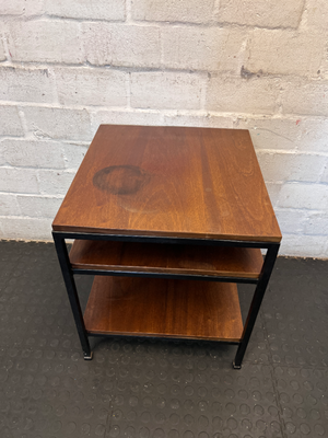 Industrial Tiered Side Table - Marked Top & Paint Wear - 2ndhandwarehouse.com