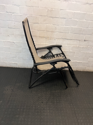 Folding Bungee Recliner Outdoor Chair in Tan and Black - 2ndhandwarehouse.com