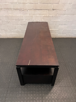 Dark Brown Varnished Pine TV Unit - Minor Surface Scuffs - 2ndhandwarehouse.com