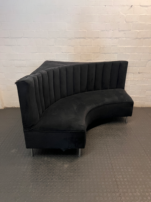Curved Black Channel-Tufted Couch - Water Damaged - 2ndhandwarehouse.com