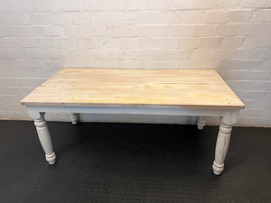 8 Seater White Wash Dining Table - Needs Some Work - 2ndhandwarehouse.com