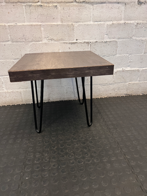 Industrial Style Side Table with Hairpin Legs - Damage to Leg - 2ndhandwarehouse.com