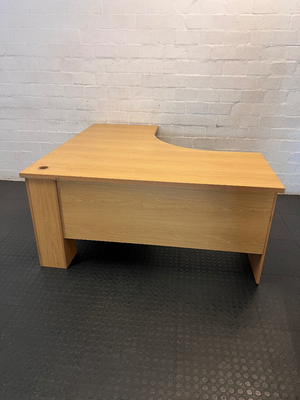 L-Shape Corner Office Desk in Oak Finish - 2ndhandwarehouse.com