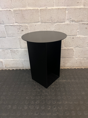 Contemporary Black Pedestal Bedside Table — Fair Condition With General Wear - 2ndhandwarehouse.com