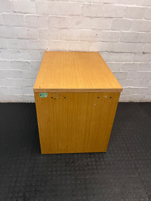 Wood Finish Office Credenza with Black Tambour Door — Good Working Order - 2ndhandwarehouse.com