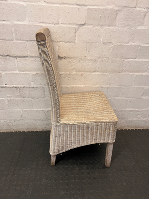Woven Wicker Dining Chair with Wooden Detail - 2ndhandwarehouse.com