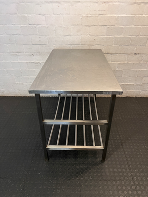 Industrial Stainless Steel Prep Table with Slatted Shelf — Good Working O - 2ndhandwarehouse.com