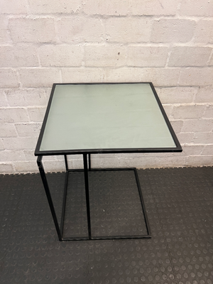 Z-Shaped Black Steel and Glass Side Table — Fair Used C - 2ndhandwarehouse.com