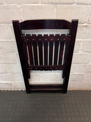 Dark Wood Slatted Folding Chair - 2ndhandwarehouse.com
