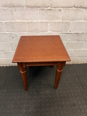 Classic Square Wooden Side Table with Turned Legs — Clean and Well Maintained - 2ndhandwarehouse.com