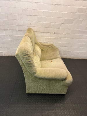 Corduroy Upholstered 2 Seater Couch in Olive Green