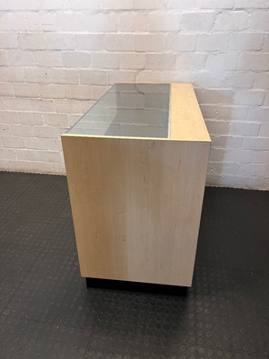 Light Wood-Look Glass Top Retail Display Counter