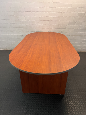 Oval Wood-Tone Boardroom Table — Good Working Order