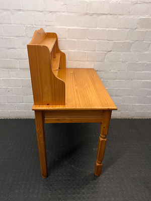 Wooden Study Desk with Display Hutch and Drawers — Fair Condition with Visible Wear