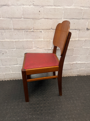 Vintage Wooden Dining Chair with Scalloped Backrest