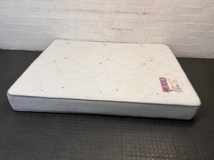 Queen Extra-Length Quilted Mattress — Fair Condition with Visible Wear
