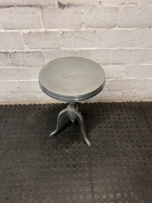 Silver Pedestal Side Table with Triple Leg Base — Well Used with Visible Wear