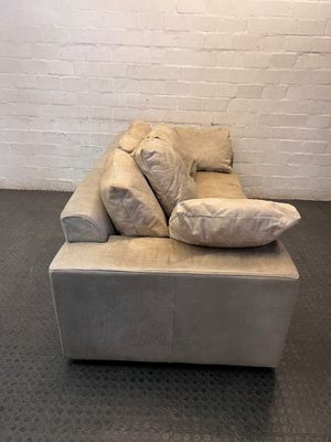 Coricraft 3 Seater Tan Leather Couch — Minor Wear and signs of use