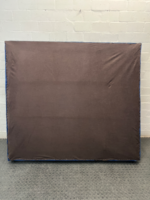 Navy Blue Velvet-Style Wingback Headboard by Makro — Good Working Order