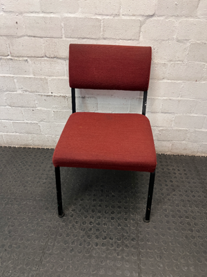 Red Fabric Mid Back Office Visitor Chair — Aged But Structurally Sound