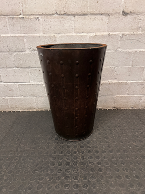 Studded Tapered Metal Planter Pot