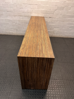 Contemporary Layered Wood Console Table — Used; Fair Condition