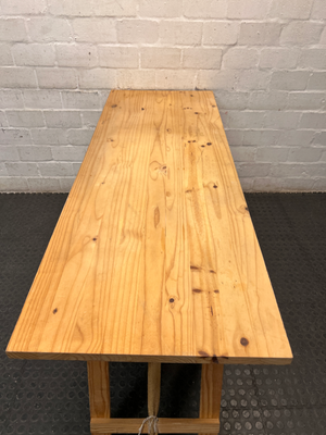 Practical Pine Wood Trestle Table — Used; Fair Condition