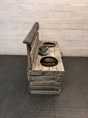 Rustic Grey Wooden Kids Mud Kitchen — Old and Weathered Condition
