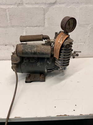 Vintage Portable Air Compressor with Pressure Gauge — Significant Wear and Surface Corrosion