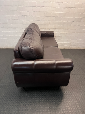 Dark Brown 3 Seater Couch with Stud Detail — Clean and Well Maintained