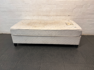 White Single Bed Base Set — Visible Staining on Mattress Top