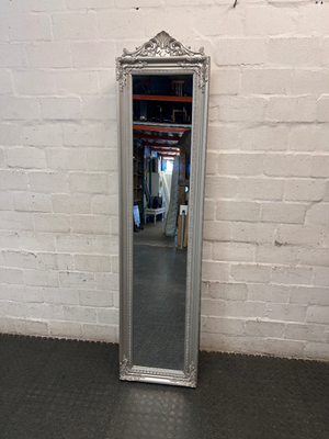 Ornate Silver Full Length Standing Mirror — Good Condition