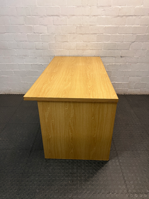 Light Oak Finish Office Desk with 3 Drawers — Good Used Condition