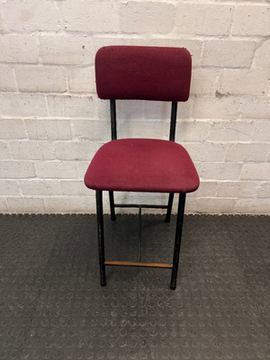 Burgundy Upholstered Dining Chair with Black Metal Frame
