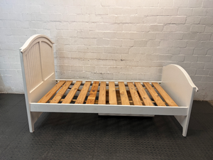 White Single Bed Frame with Slatted Base — Used Overall Good Condition