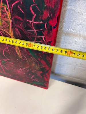 Vibrant Red Abstract Expressionist Canvas Wall Art (76cm x 51cm) - 2ndhandwarehouse.com