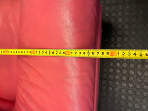 Pinkish-Red Leather 1 Seater Couch - Visible Wear - 2ndhandwarehouse.com